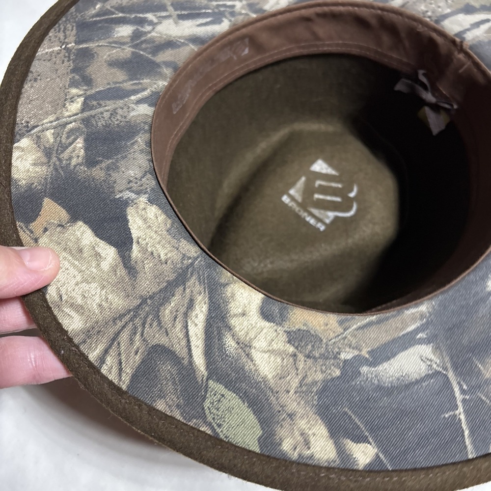 Broner Men's Hat Brown L Lite Felt 100% Wool Camo Accent Cowboy Water Repellent - Picture 6 of 16